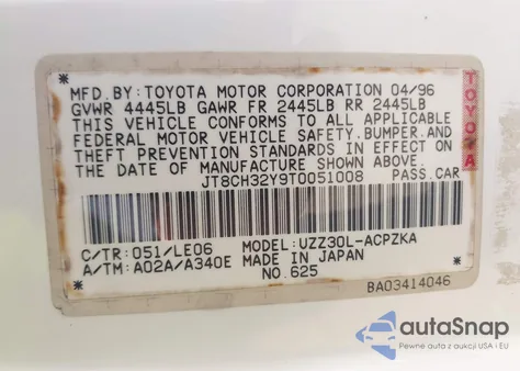 1996 Lexus Sc 400 from USA, damaged, VIN JT8CH32Y9T0051008